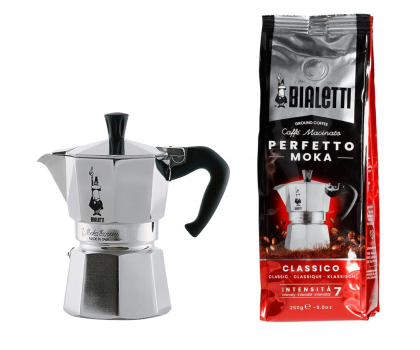Ekspres i kawa Bialetti Zestaw Moka Express 3tz + kawa Perfetto Moka Classico
